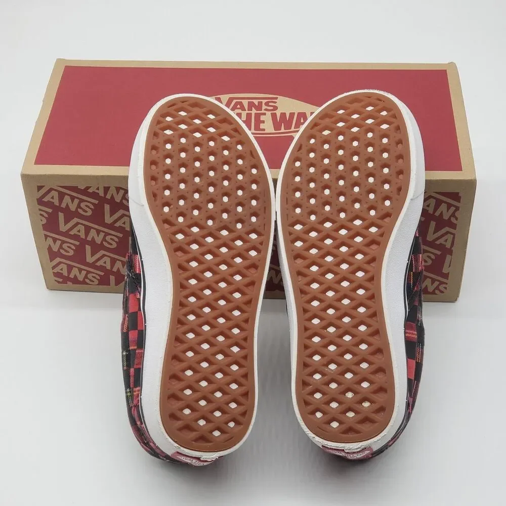 Vans ComfyCush Slip-On Plaid Red Black White Shoes M 4.5 W 6.0